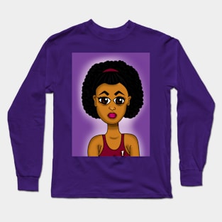 Brown skin girl digital art cartoon Long Sleeve T-Shirt